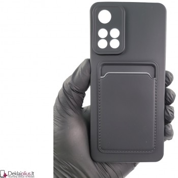 Švelnus silikoninis dėklas su kišenėle - juodas (Xiaomi Redmi Note 11 Pro/11 Pro Plus)